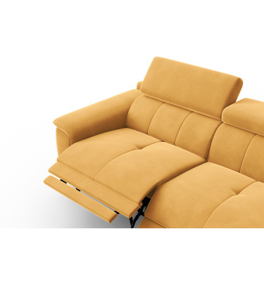 Canapé Relax 3 places FIERO, tissu velours jaune