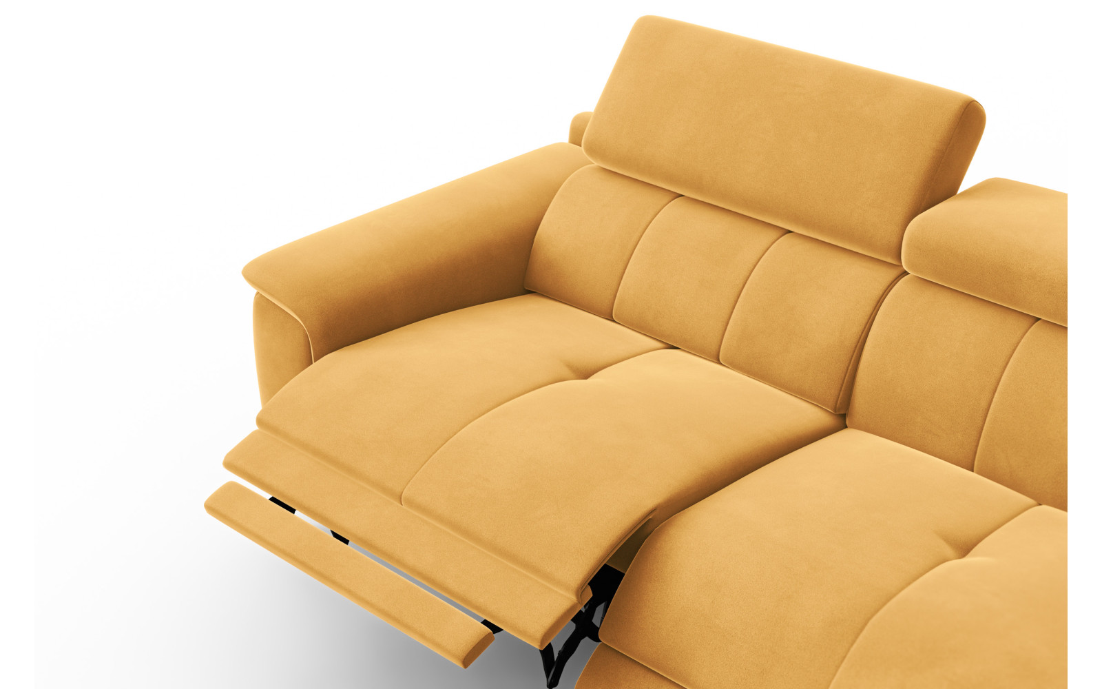 Canapé Relax 3 places FIERO, tissu velours jaune