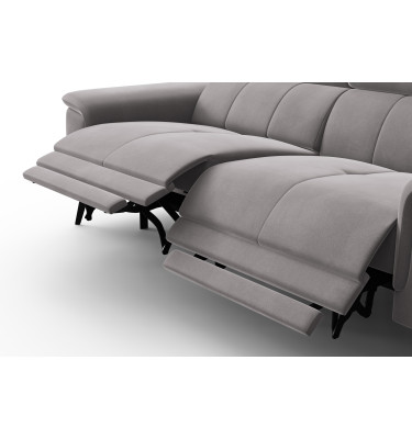 Canapé Relax 3 places FIERO, tissu velours gris foncé