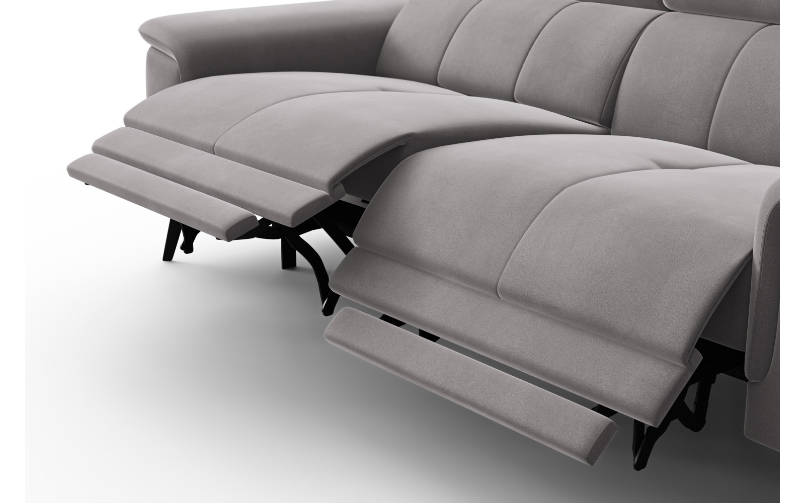 Canapé Relax 3 places FIERO, tissu velours gris foncé