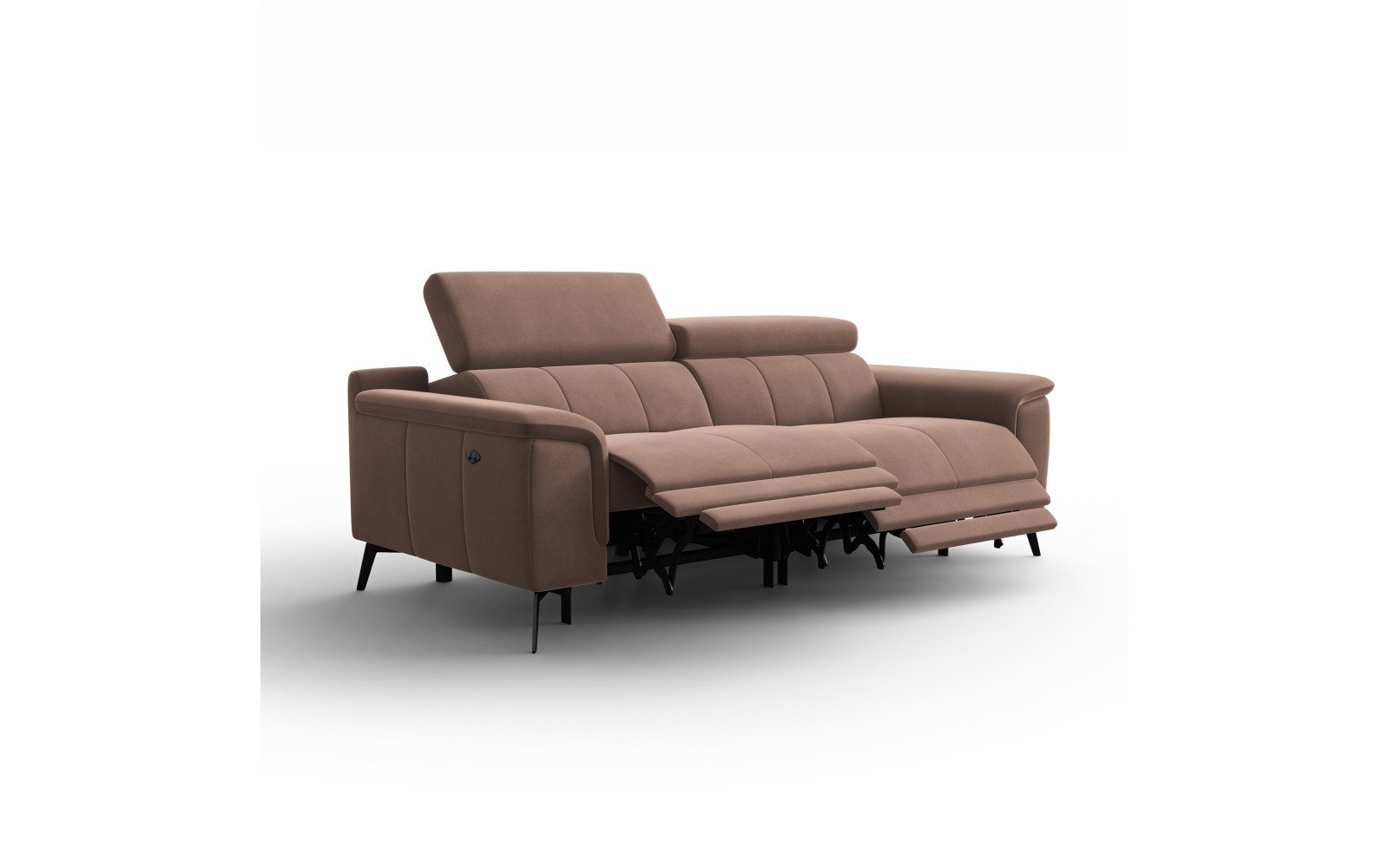 Canapé Relax 3 places FIERO, tissu velours marron