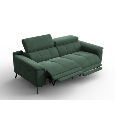 Canapé Relax 3 places FIERO, tissu velours vert