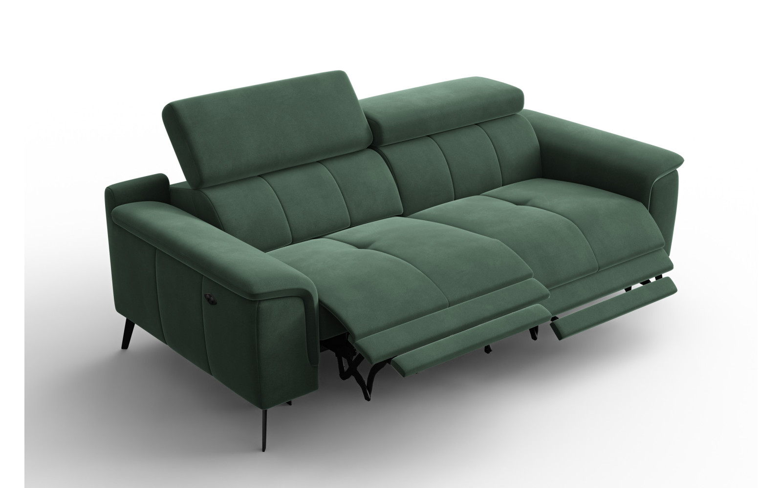 Canapé Relax 3 places FIERO, tissu velours vert