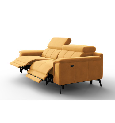 Canapé Relax 3 places FIERO, tissu velours jaune
