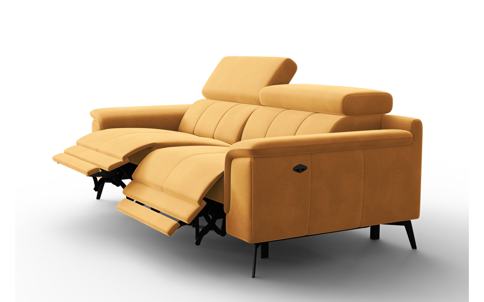 Canapé Relax 3 places FIERO, tissu velours jaune