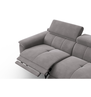Canapé Relax 3 places FIERO, tissu velours gris foncé