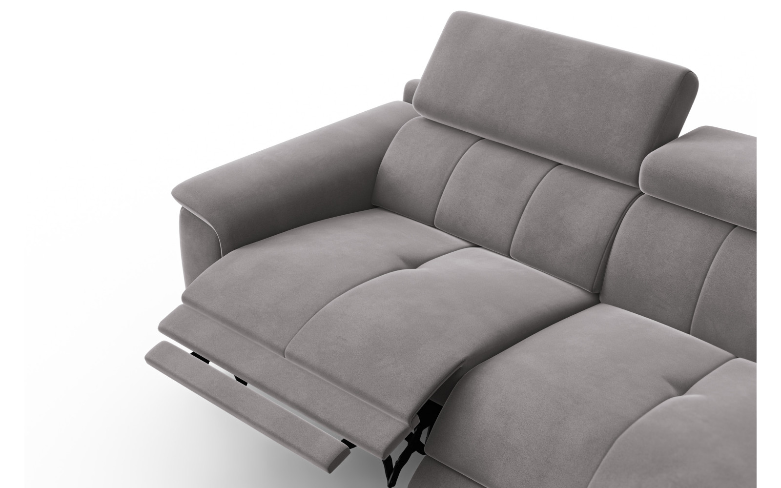 Canapé Relax 3 places FIERO, tissu velours gris foncé