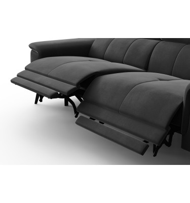 Canapé Relax 3 places FIERO, tissu velours noir