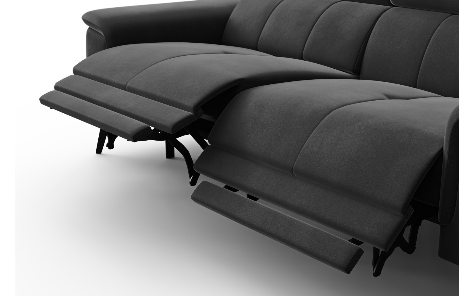 Canapé Relax 3 places FIERO, tissu velours noir