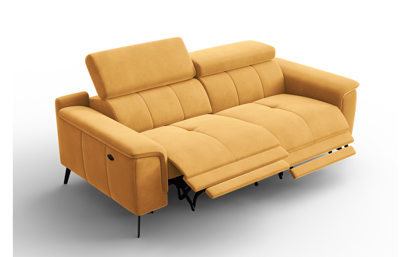 Canapé Relax 3 places FIERO, tissu velours jaune
