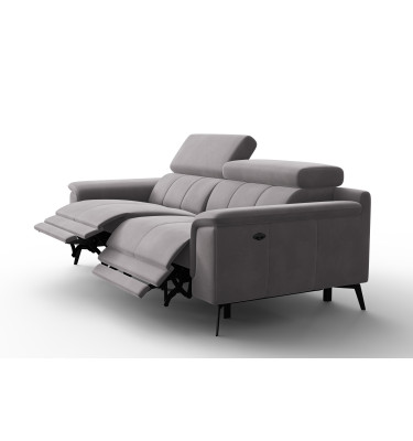 Canapé Relax 3 places FIERO, tissu velours gris foncé