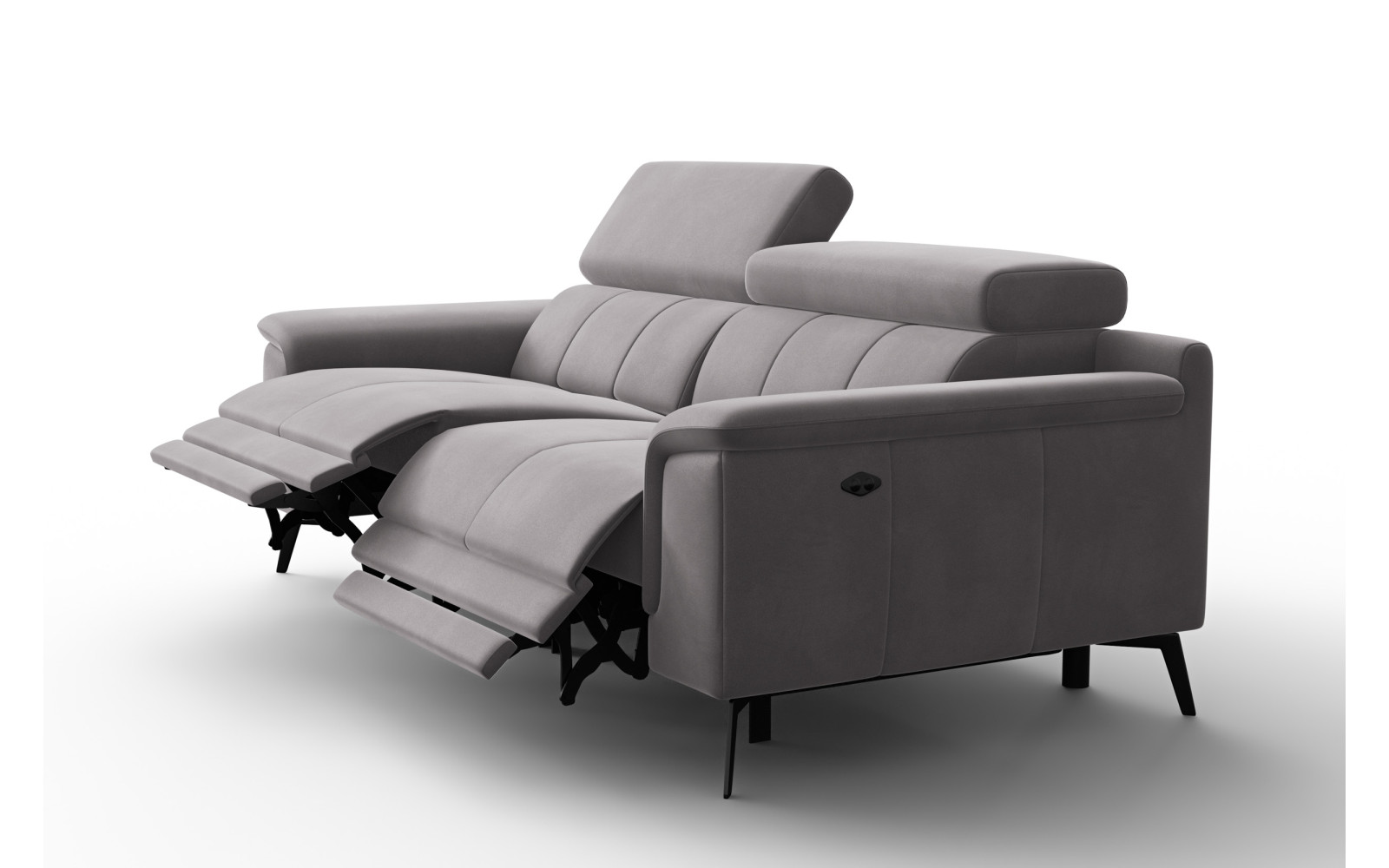Canapé Relax 3 places FIERO, tissu velours gris foncé