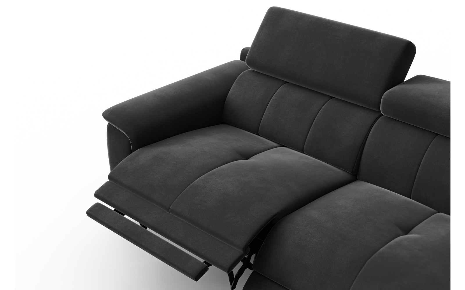 Canapé Relax 3 places FIERO, tissu velours noir