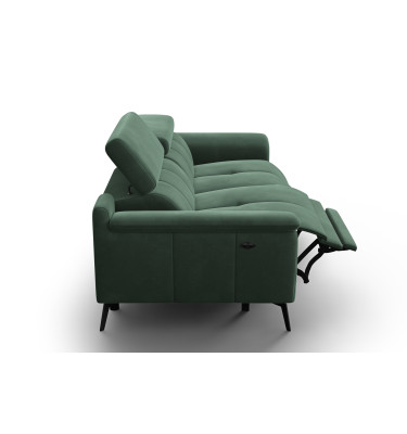 Canapé Relax 3 places FIERO, tissu velours vert