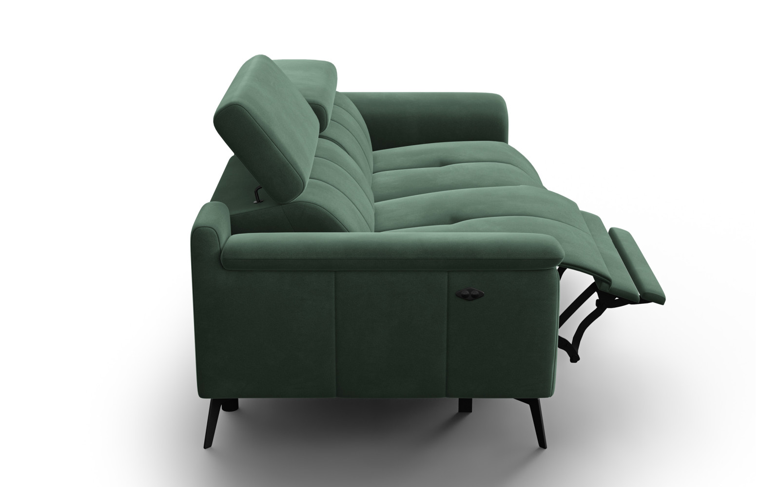 Canapé Relax 3 places FIERO, tissu velours vert