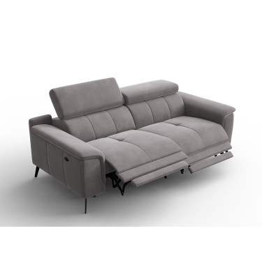 Canapé Relax 3 places FIERO, tissu velours gris foncé