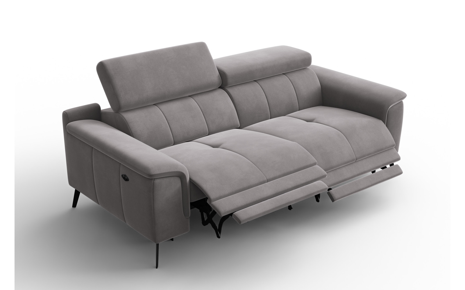 Canapé Relax 3 places FIERO, tissu velours gris foncé