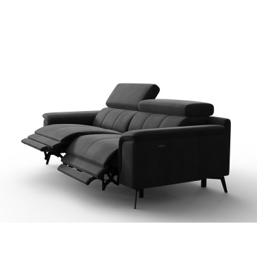 Canapé Relax 3 places FIERO, tissu velours noir