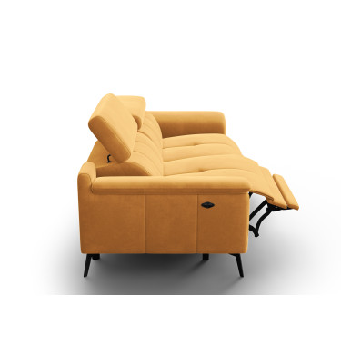 Canapé Relax 3 places FIERO, tissu velours jaune