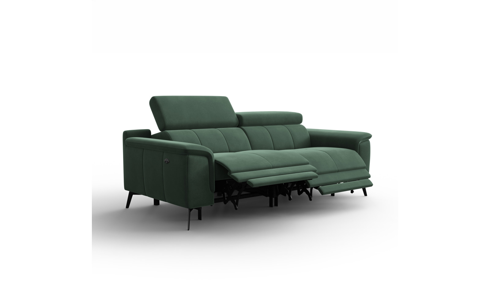 Canapé Relax 3 places FIERO, tissu velours vert