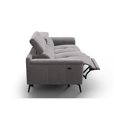 Canapé Relax 3 places FIERO, tissu velours gris foncé