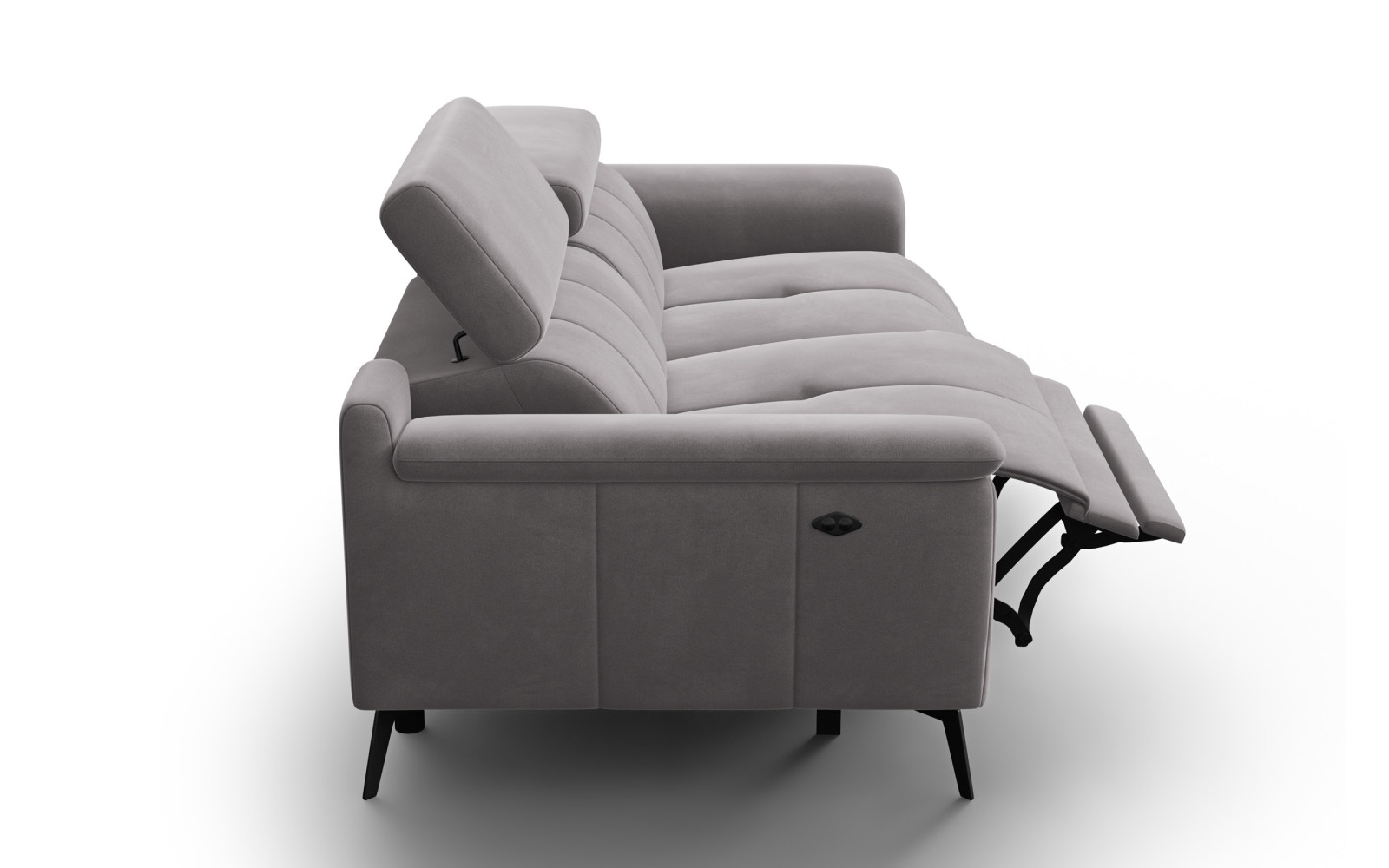 Canapé Relax 3 places FIERO, tissu velours gris foncé