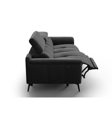Canapé Relax 3 places FIERO, tissu velours noir