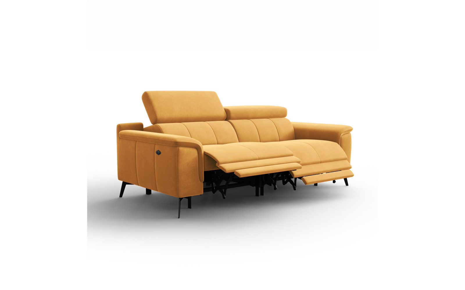 Canapé Relax 3 places FIERO, tissu velours jaune