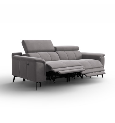 Canapé Relax 3 places FIERO, tissu velours gris foncé