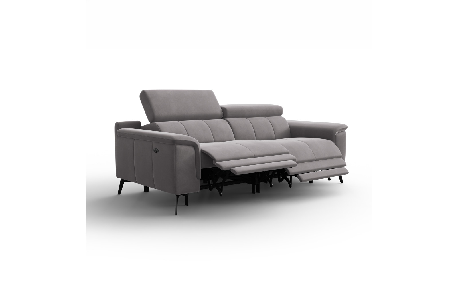 Canapé Relax 3 places FIERO, tissu velours gris foncé