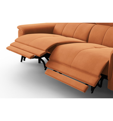 Canapé Relax 3 places FIERO, tissu velours orange