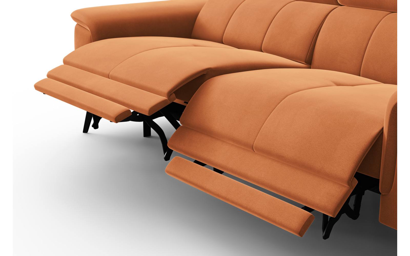 Canapé Relax 3 places FIERO, tissu velours orange