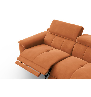 Canapé Relax 3 places FIERO, tissu velours orange