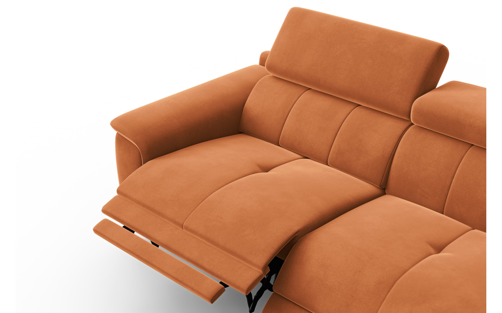 Canapé Relax 3 places FIERO, tissu velours orange