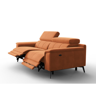 Canapé Relax 3 places FIERO, tissu velours orange