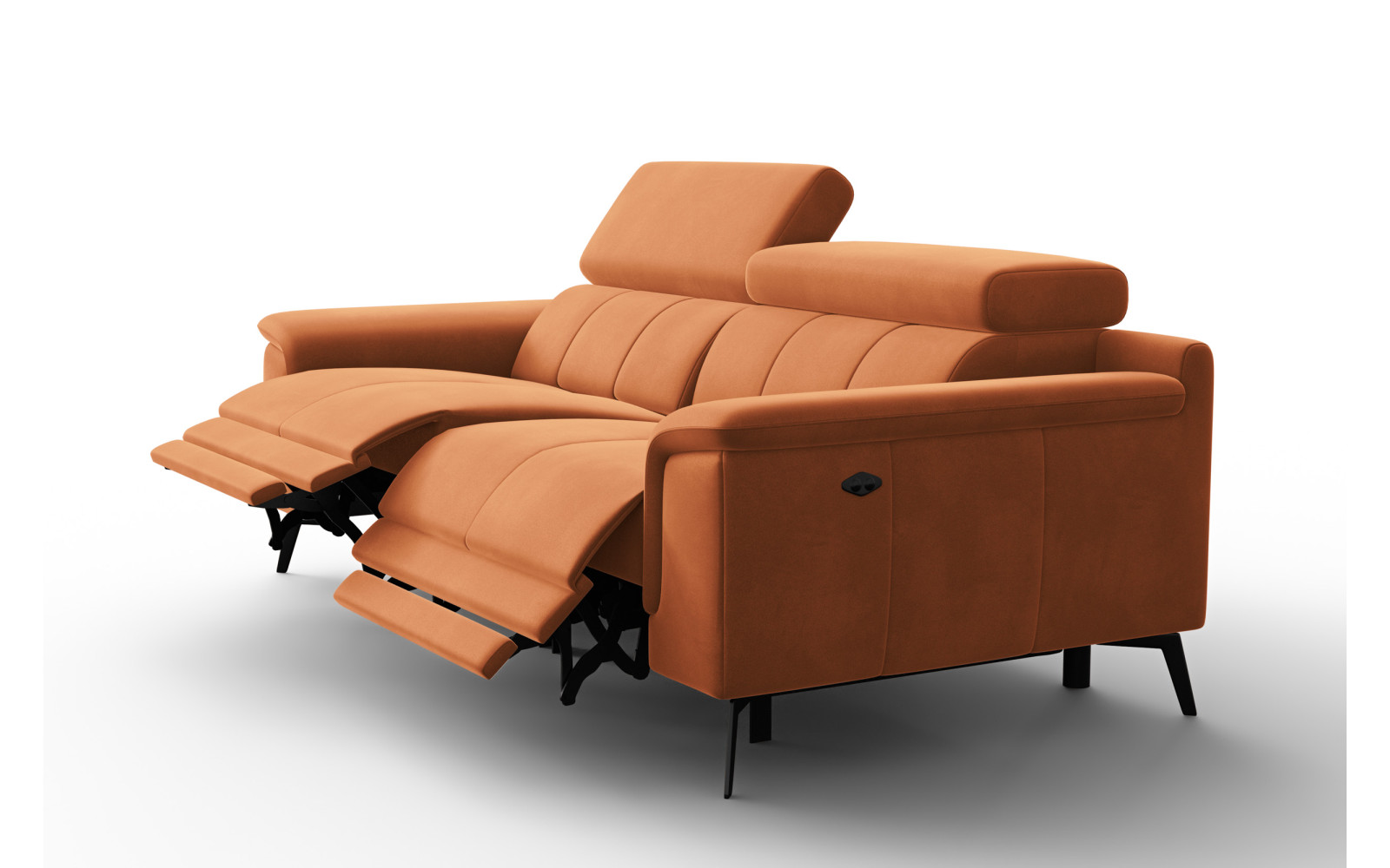 Canapé Relax 3 places FIERO, tissu velours orange