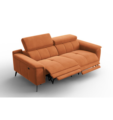 Canapé Relax 3 places FIERO, tissu velours orange