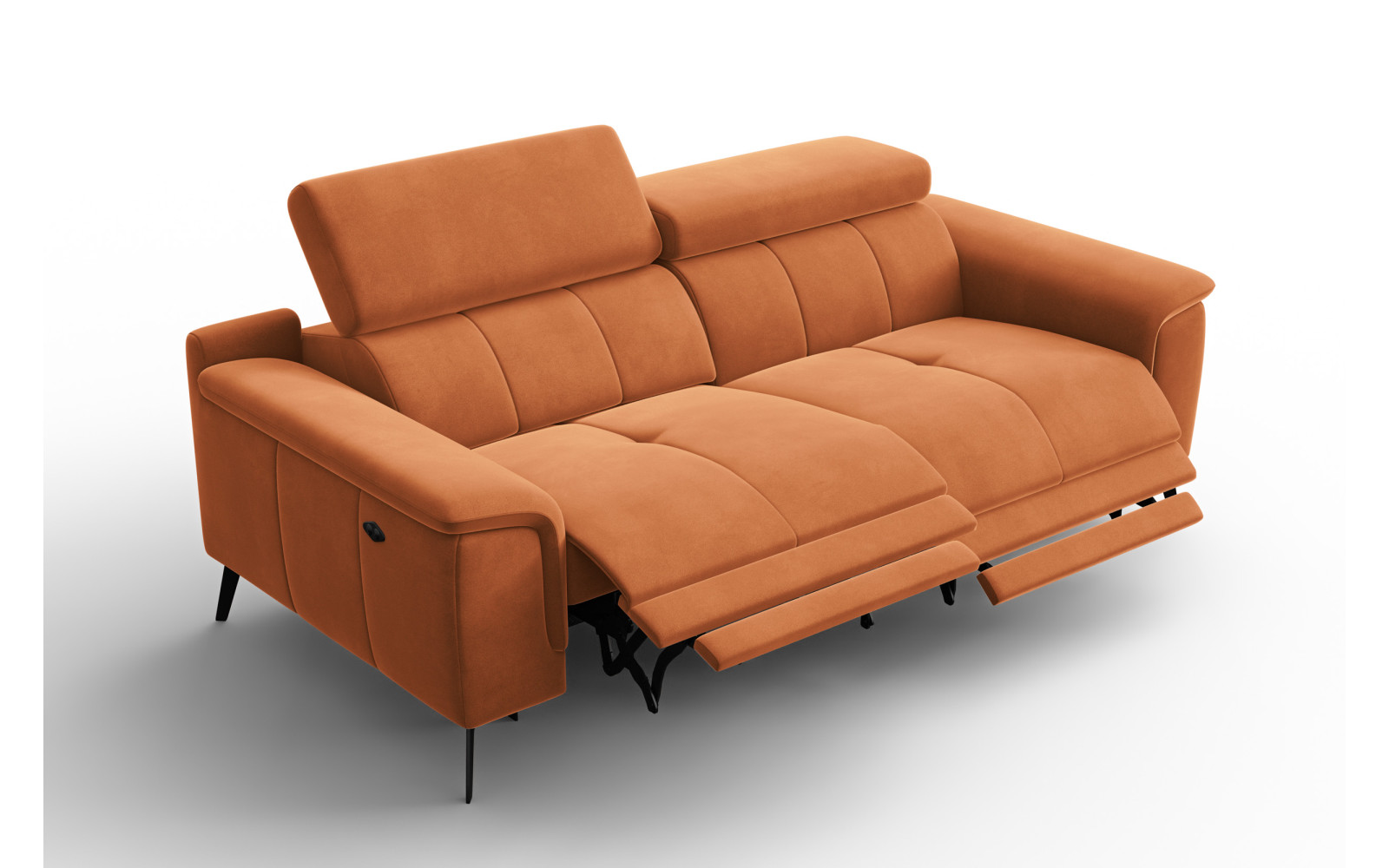 Canapé Relax 3 places FIERO, tissu velours orange
