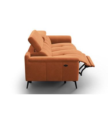 Canapé Relax 3 places FIERO, tissu velours orange