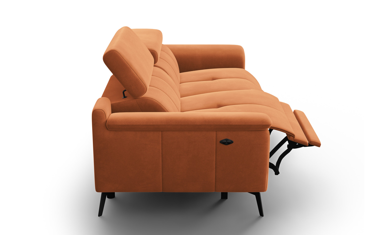 Canapé Relax 3 places FIERO, tissu velours orange