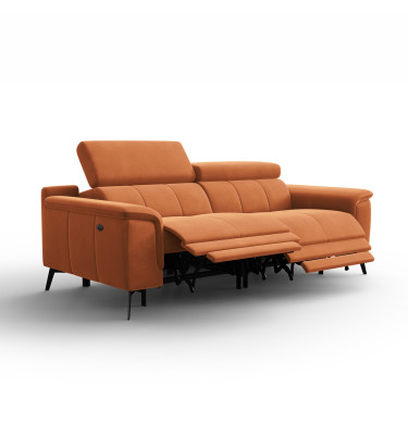 Canapé Relax 3 places FIERO, tissu velours orange