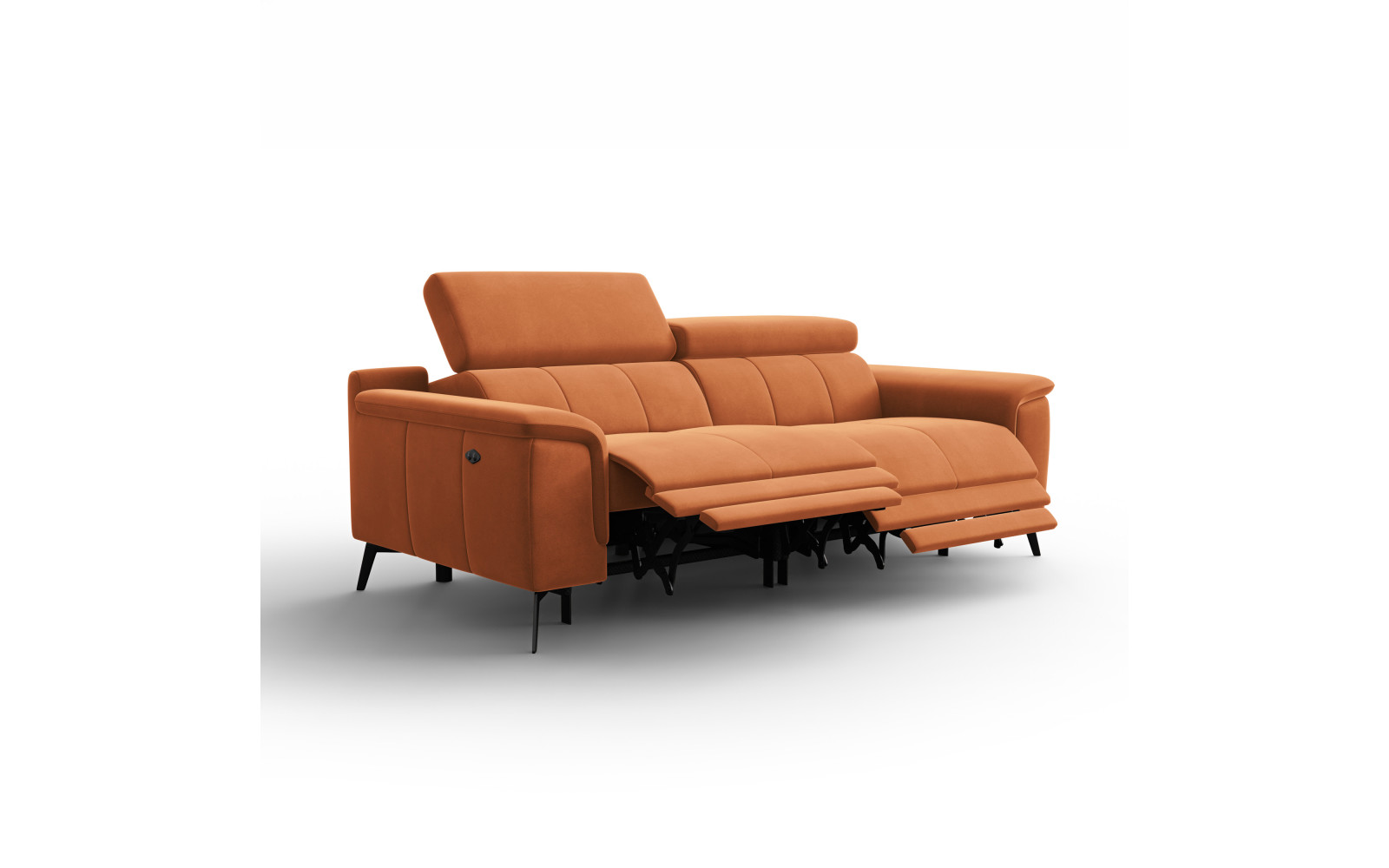 Canapé Relax 3 places FIERO, tissu velours orange