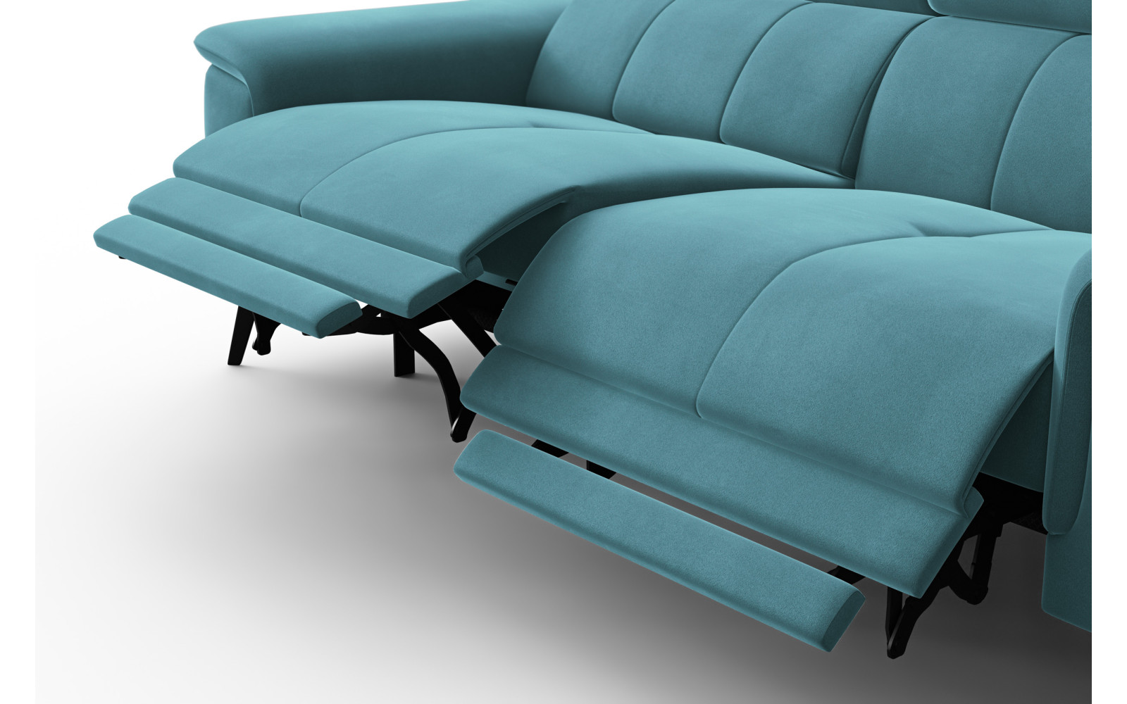 Canapé Relax 3 places FIERO, tissu velours turquoise